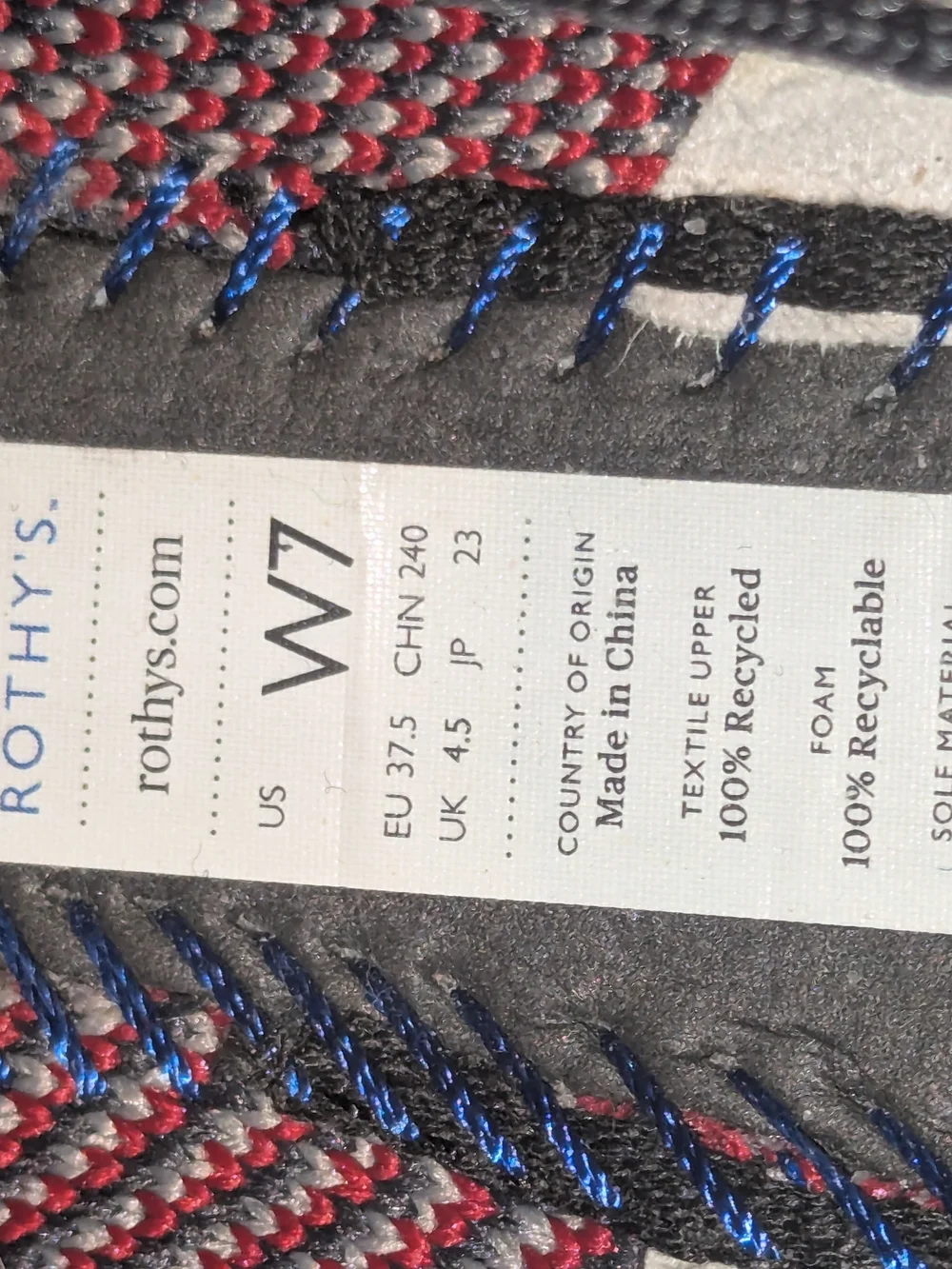 Rothy's Grey Woven Slip-On Loafers with Blue Trim